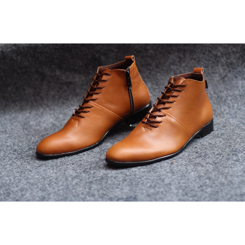 Sepatu Formal Tinggi Sleting Kulit Asli Original Cevany Wooslet