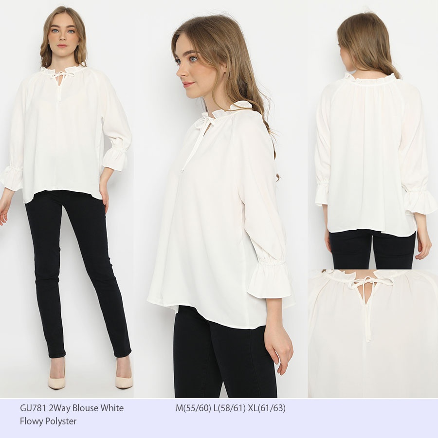 Blouse Wanita Murah GU by Uniqlo 781 2Way White