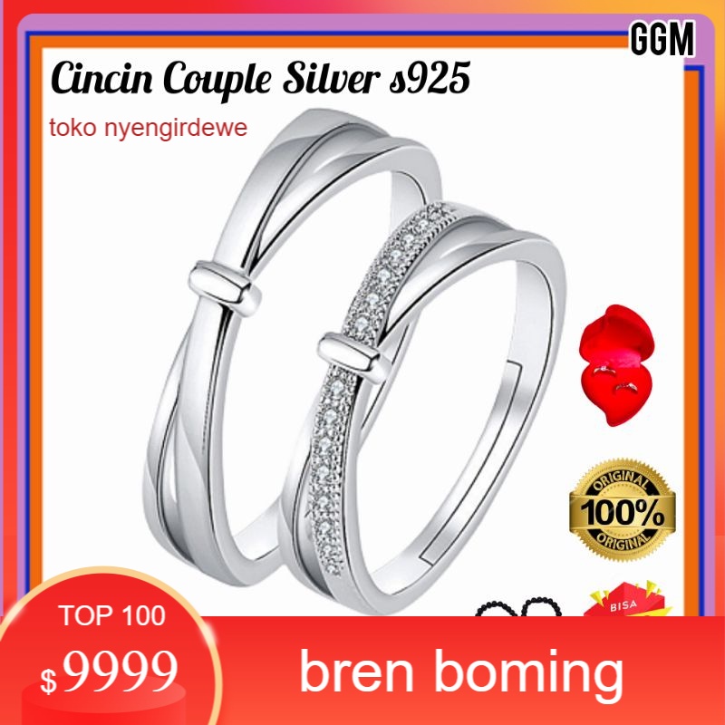 Cincin Couple Perak S925 Silver  Ring Pria Wanita Tunangan Kawin Anti Karat Selamanya Cicin Cople  C