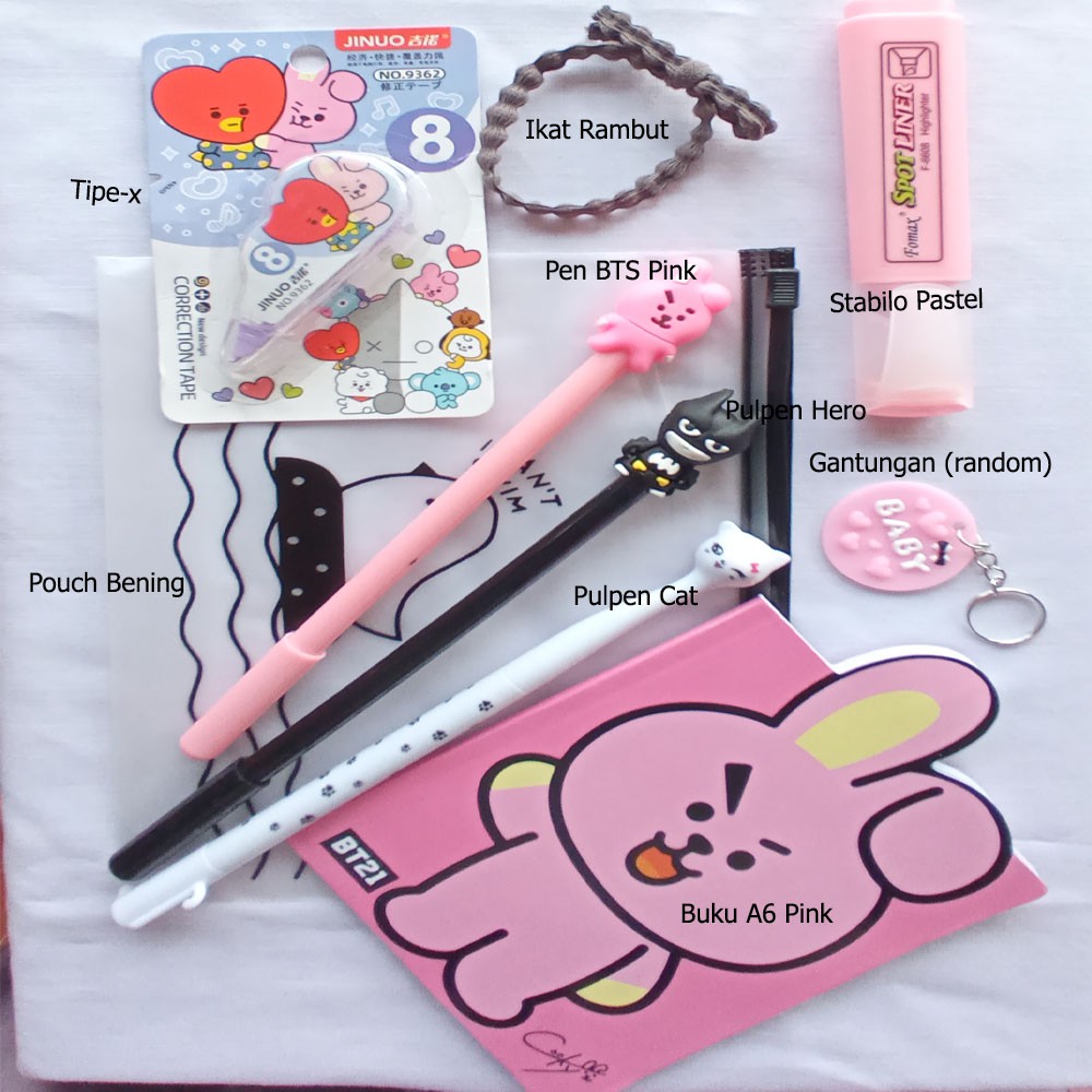 

PAKET ALAT TULIS ANAK SEKOLAH BUKU DIARY BTS21 BT21 CHOOKY PULPEN GEL KARAKTER HERO BATMAN STABILO