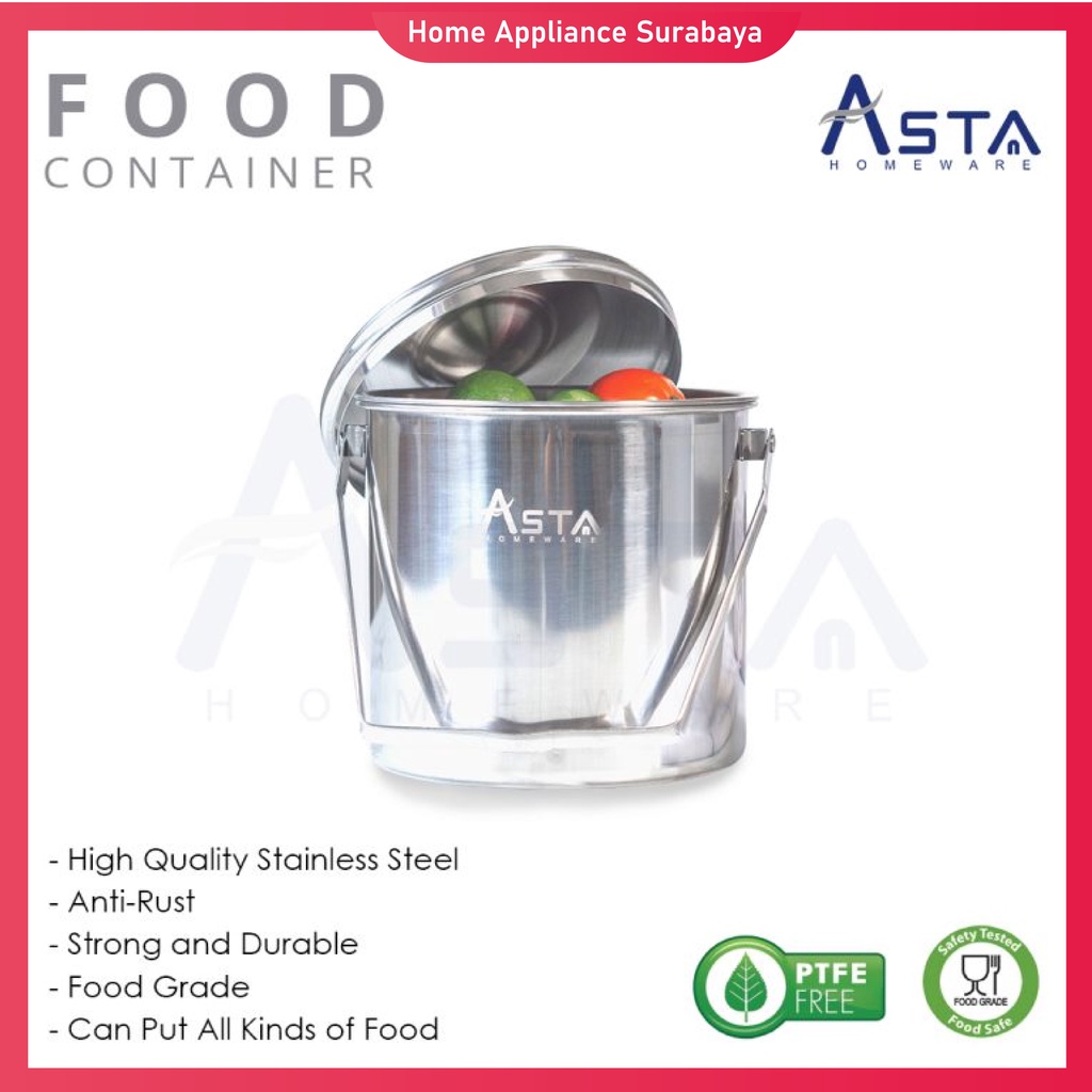 ASTA Food Container - Rantang Tunggal / Rantang Soto Stainless Steel Anti Karat 14CM / 16CM