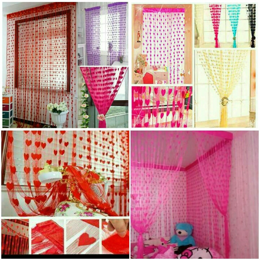 TERMURAH!!Tirai Benang Dekorasi Hias Motif Love Import Baichuan Gorder Pintu, Jendela murah