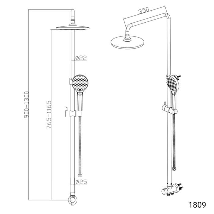  Paloma  Shower Column Set Flex Hose 1809 Shower Mandi  