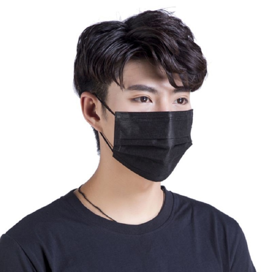 Masker Hitam 3Ply 3 Lapis Isi 50 Pcs Face mask Murah