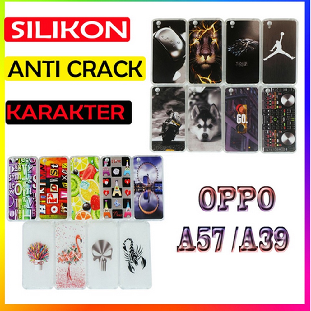 ANTI CRACK OPPO A57/A39  Case Casing Anti Shock 3D Motif Softcase Gambar Silikon Handphone Kasing HP Anticrack Sarung Kesing Antishock Softshell Soft Silicon Jelly Case