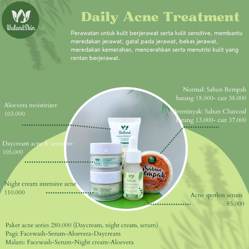 Daily acne treatment, paket jerawat lengkap kulit sensitif dan berjerawat acne skincare wuland