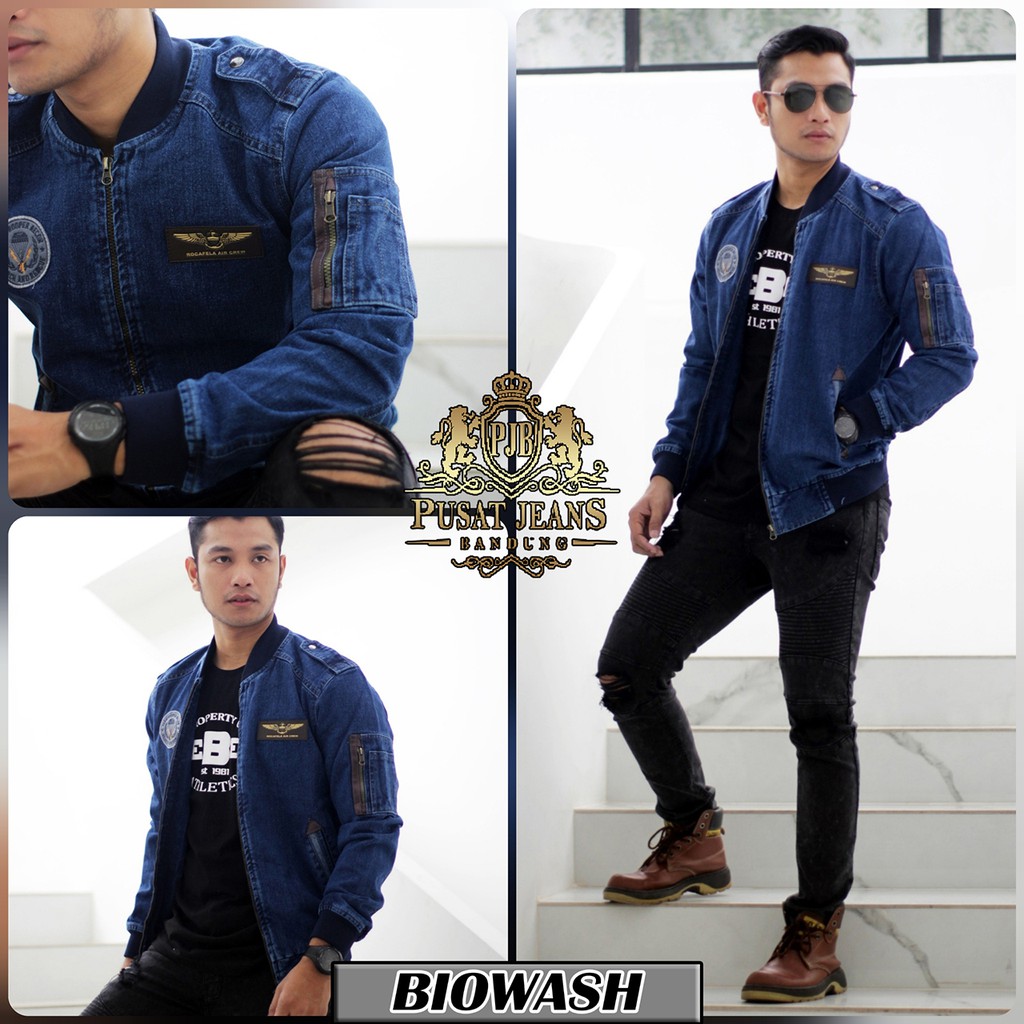 RCL - JAKET BOMBER JEANS DENIM ROCAFELLA ORIGINAL - JAKET JEANS PRIA DENIM