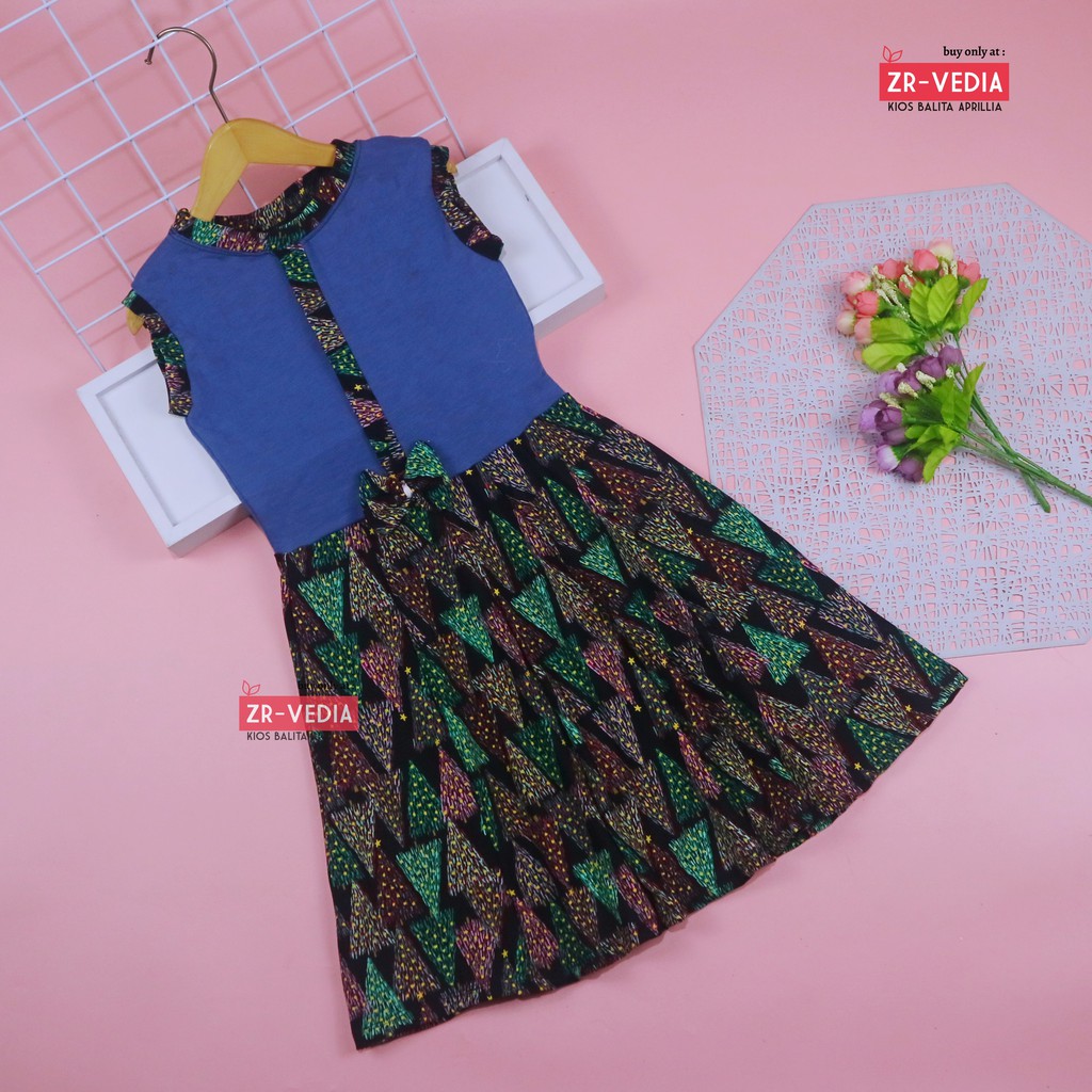 Dress Lala uk 7-8 Tahun / Dress Anak Perempuan Cewek Baju Dres Batik Murah Casual Pesta Yukensi Adem