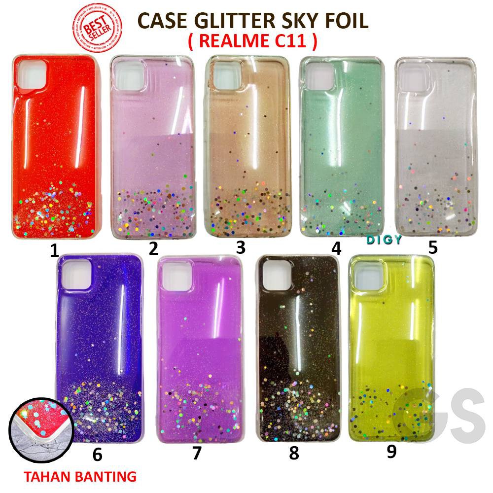 Case Import OPPO C12 C15 8 8 pro A5 / A9 2020 NARZO 30A 6 A54 4G A74 4G A8 A31  Sparkly Silver Foil Starry Sky