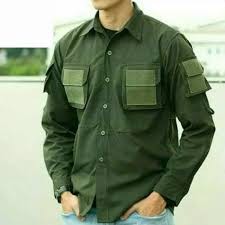 KEMEJA TAKTIKAL PRIA WARNA HIJAU FASHION ARMY BAJU LAPANGAN KUALITAS PREMIUM