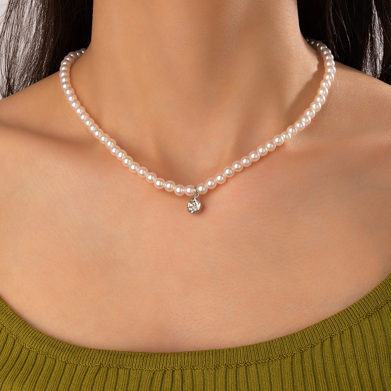 Kalung Rantai Klavikula Hias Mutiara Imitasi Gaya Korea Untuk Wanita