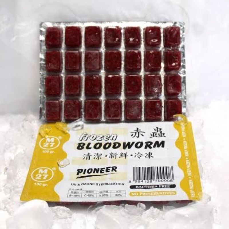 cacing beku pioneer frozen bloodworm cacing darah pakan ikan beku