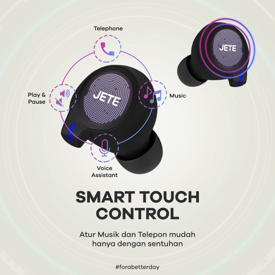 JETE TWS Bluetooth  Headset Bluetooth  Earbuds JETE T1 with LED Display-Garansi 2 Tahun