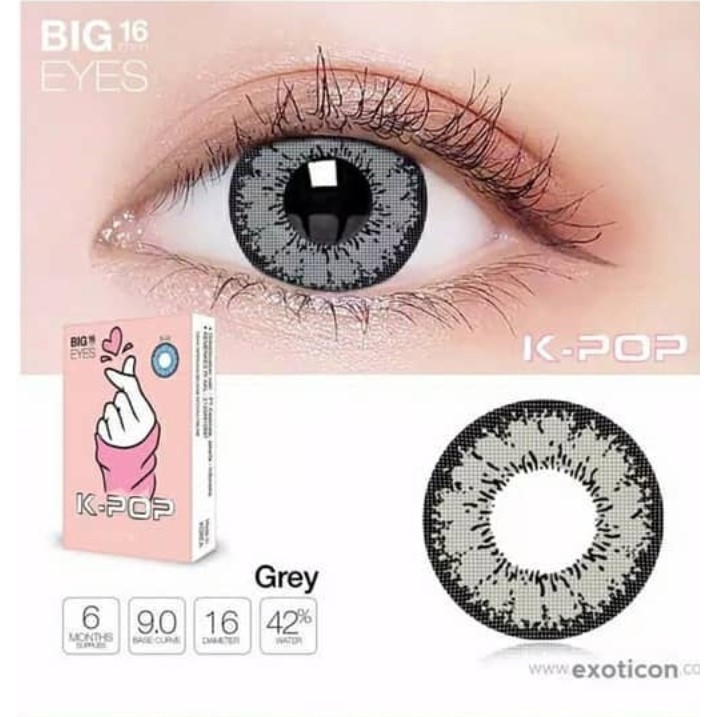 SOFTLENS K-POP NORMAL / KPOP BIG EYES 16MM by X2 EXOTICON-KPOP GREY NORMAL