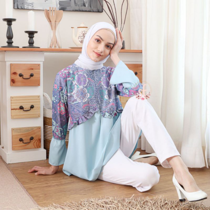 Batik wanita ASJ SA HRB026 Kenongo Kemeja Tosca Pendek-Mariska toska