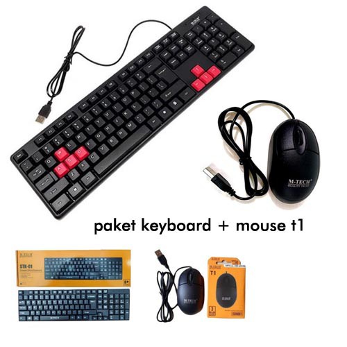 ITSTORE Keyboard Mouse USB Mtech PC Laptop komputer M Tec M-Tech STK -05 STK05 Bundle Paket murah