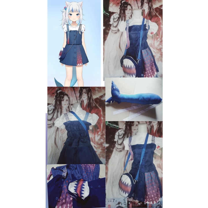 GAWR GURA Hololive Virtual Youtuber Kostum Cosplay Costume Cewe