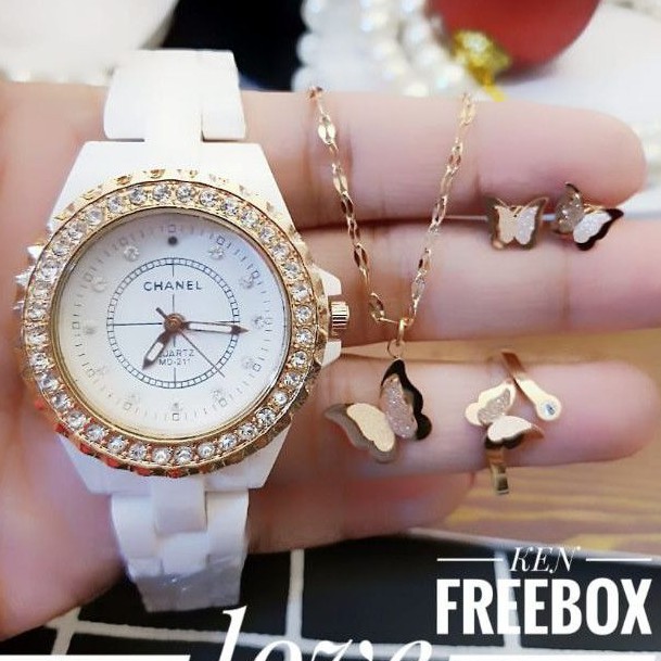 Titanium set prehiasan dan jam tangan 0210n
