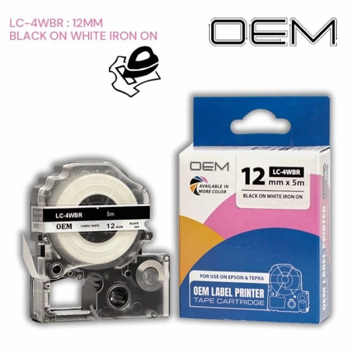 OEM LABEL TAPE 12mm x 5m IRON-ON / LABEL BAJU/KAIN FOR USE ON EPSON