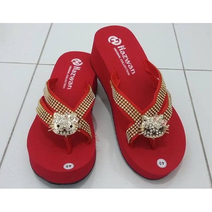 SANDAL WANITA HAZWAN PALANG DUA JEPIT MERAH