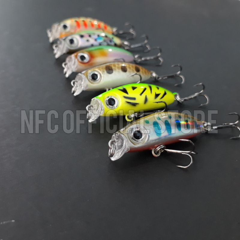 Mini floating minnow 3,5cm / 3gr Umpan tiruan bentuk ikan, Target hampala laosan payus barramundi