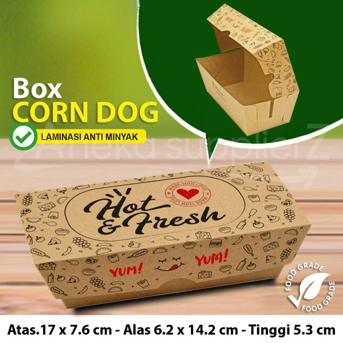 

Kotak Dus Box Corn Dog Corndog (50 pc)
