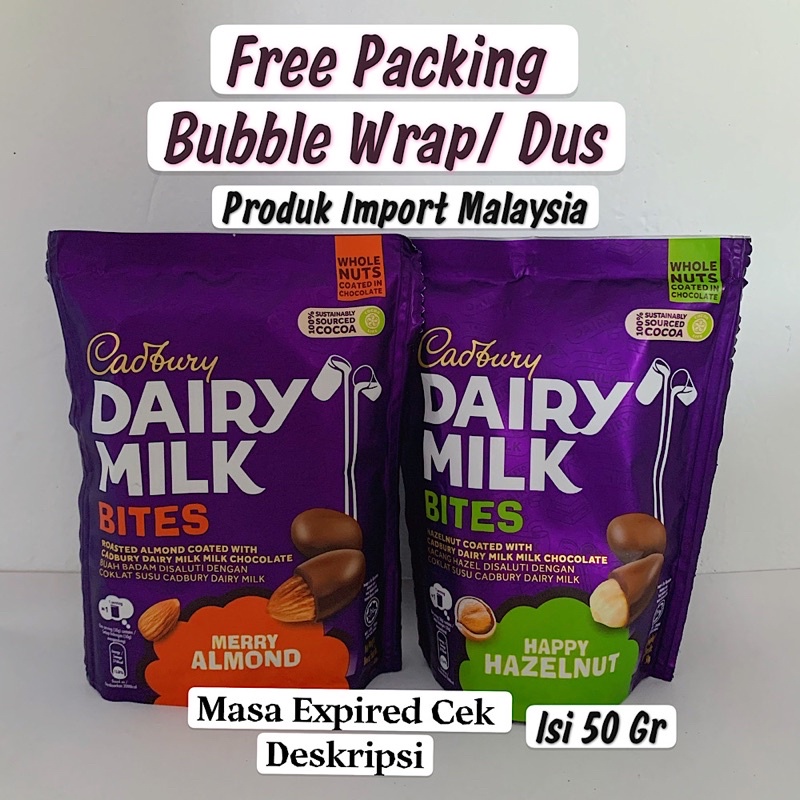 

Cadbury Dairy Milk Bites Almond Hazelnut Coklat 50 gram