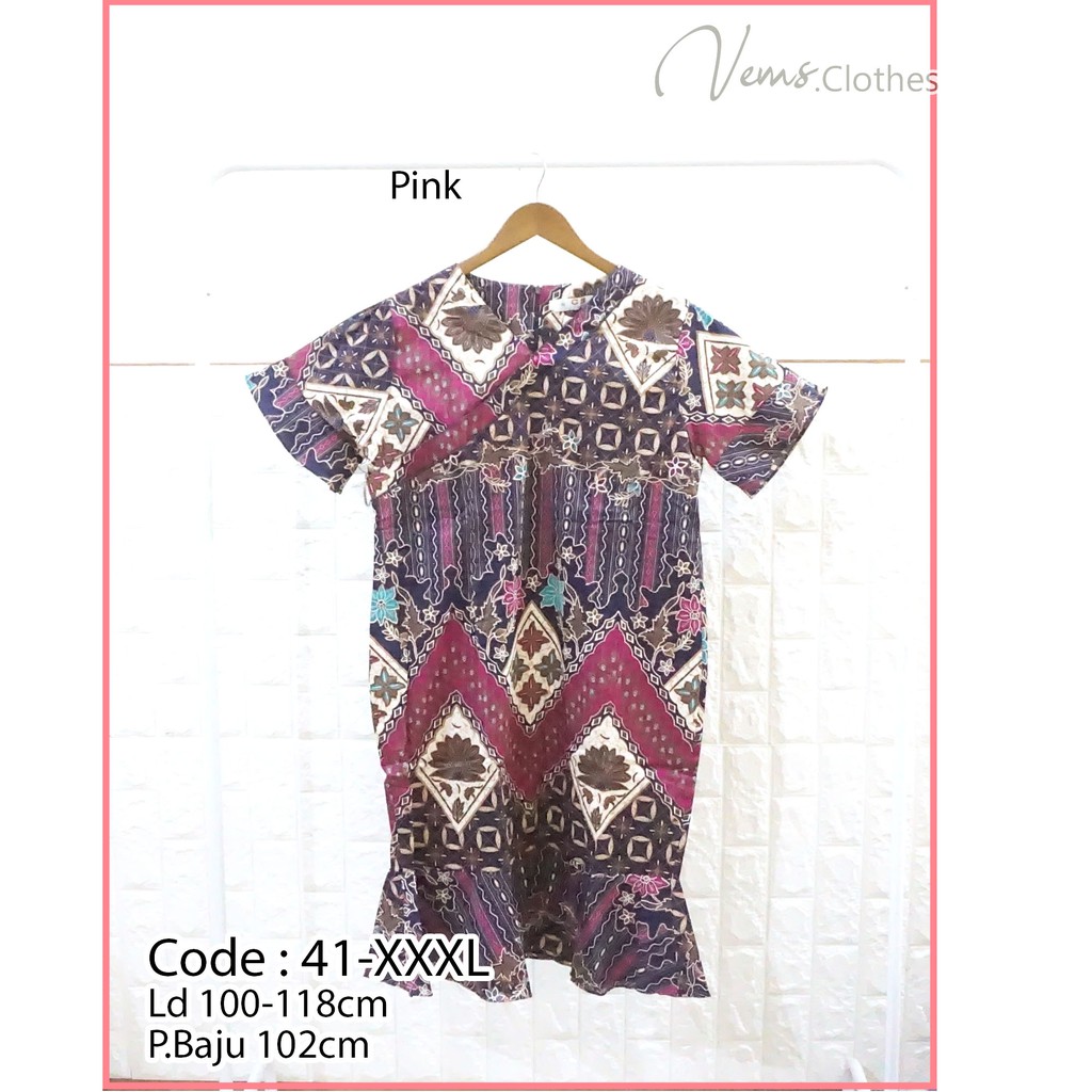 JUMBO Dress Batik Stretch lengan pendek - kode 41