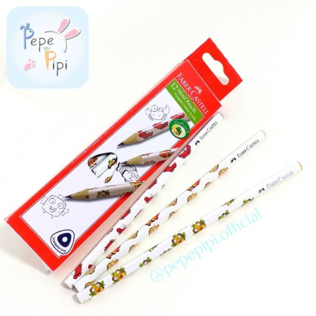 Pensil Faber Castell 2b Triangular Motif Anak Baru Animal Fun School Pencil Segitiga Kayu Lucu