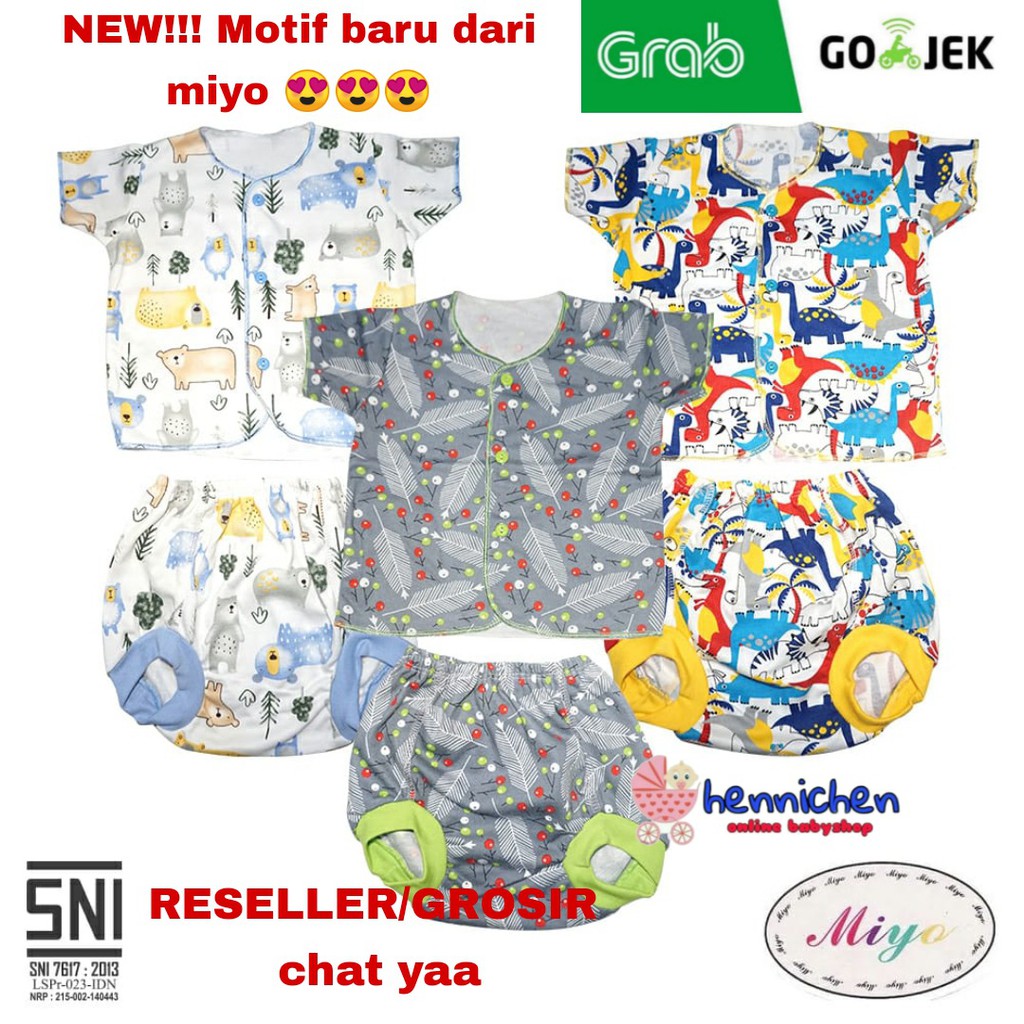 SETELAN PENDEK MIYO NEW BORN PRINT GEORGE MONKEY / SQUIRREL ( 0-3 M )/ (3-6m) SNI