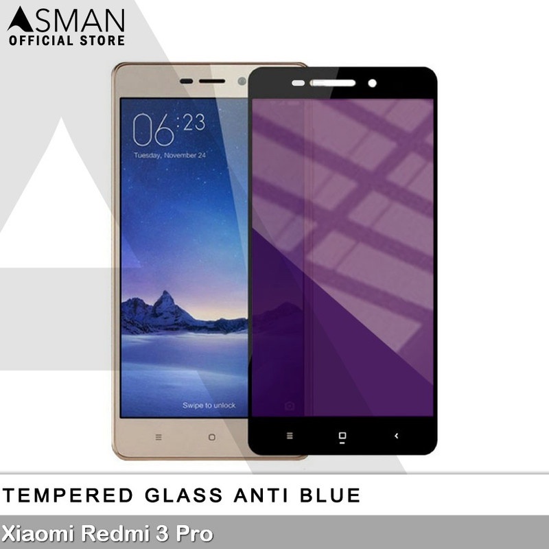 Tempered Glass Blue Light Full Lem Xiaomi Redmi 3 Pro Anti Radiasi Screen Protector