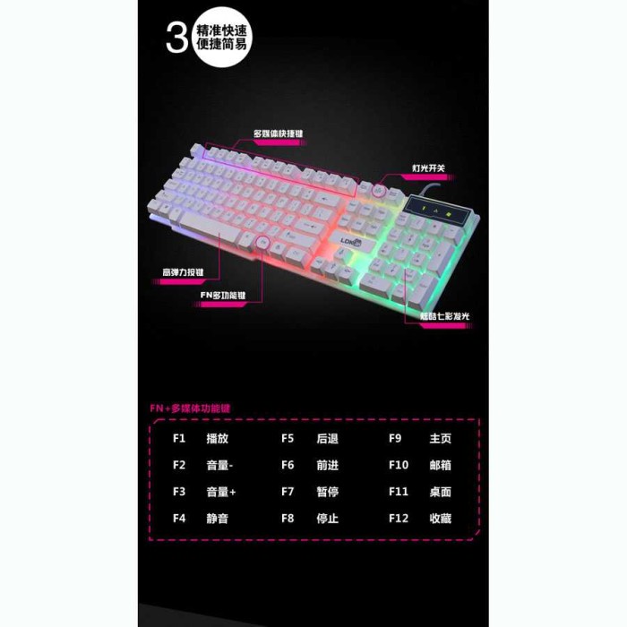 Keyboard Gaming RGB LED - Hitam