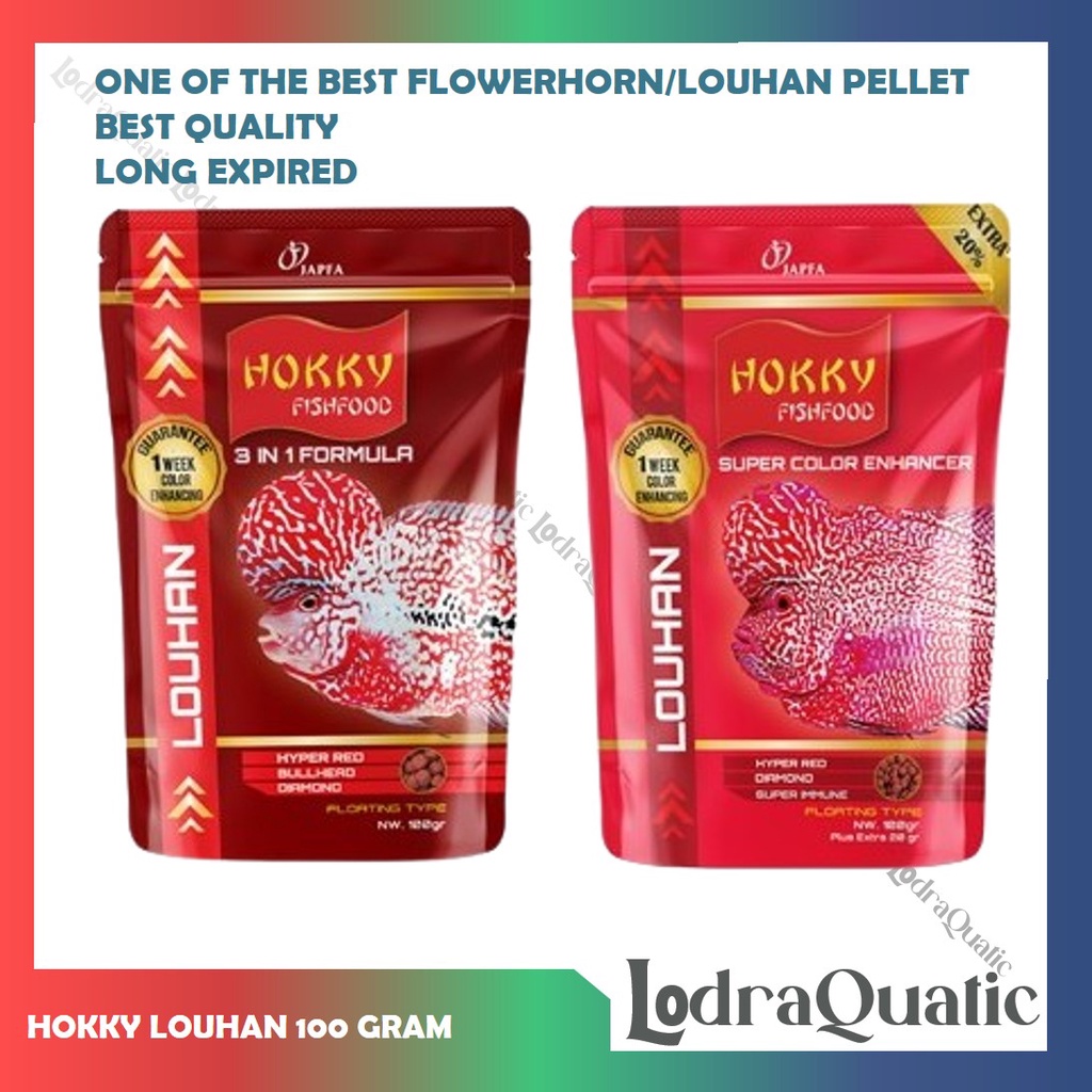 {HOKKY LOUHAN 100 GRAM} PROMO MURAH MAKANAN PELET IKAN HIAS HOKKY LOUHAN 100 GRAM FISH FOOD PELET IKAN LOHAN PAKAN IKAN HIAS PAKAN IKAN LOUHAN PELLET LOUHAN