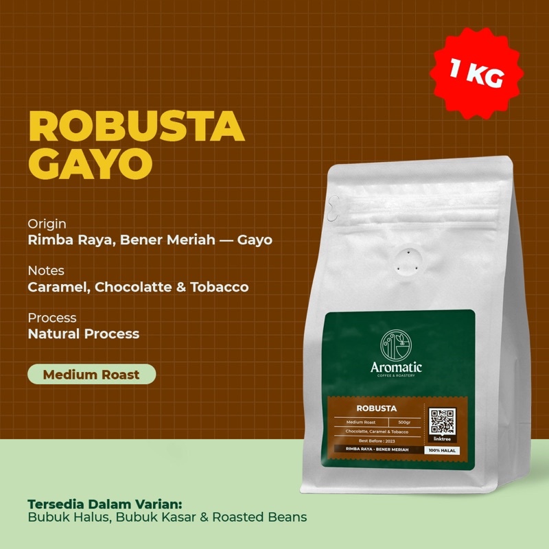 

AROMATIC COFFEE CLASSIC ROBUSTA GAYO STRONG 1 KG/ 1000 GRAM ((COD)) (BIJI/BUBUK)