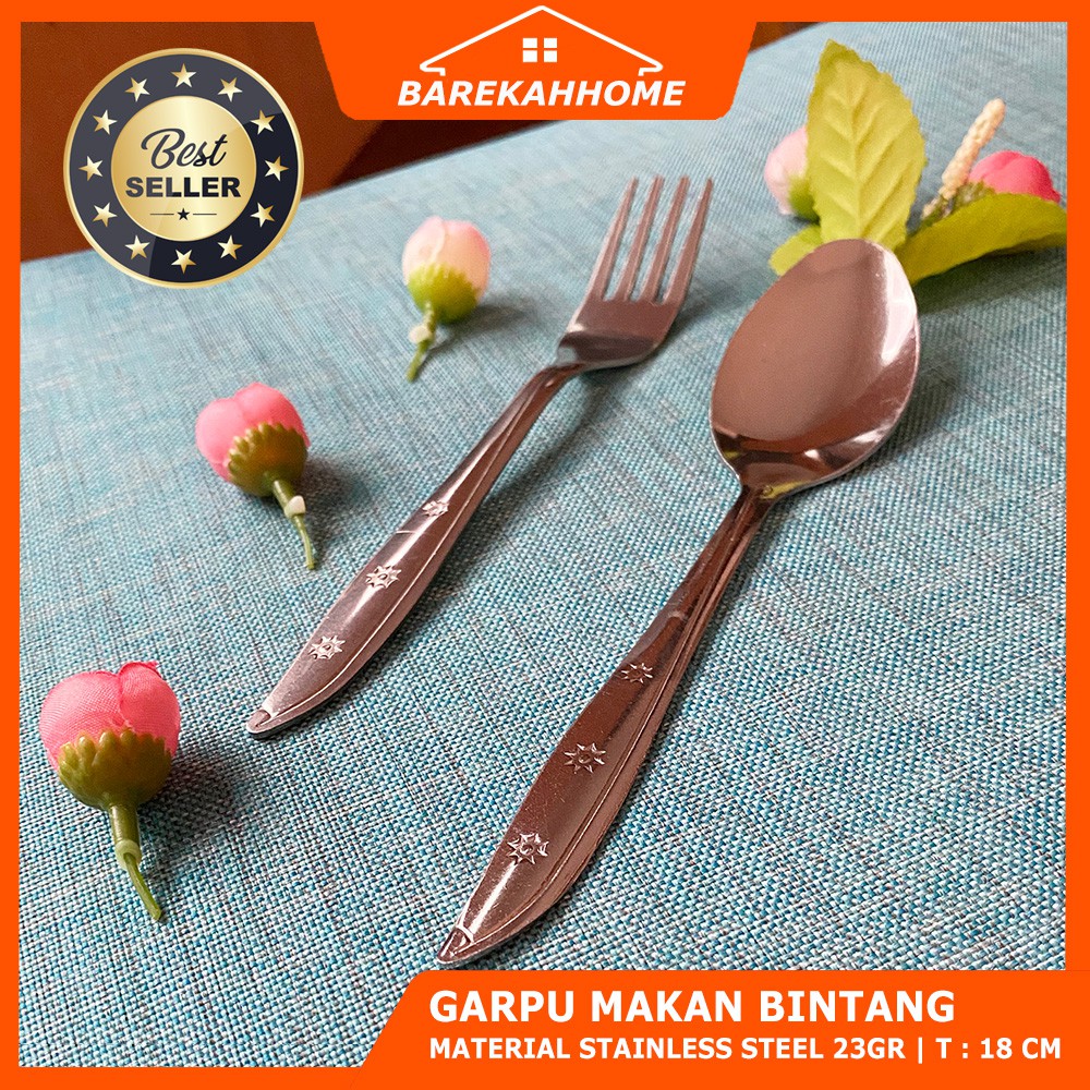 1 LUSIN Sendok Makan Bintang Dan Garpu Makan Bintang / 1 Set Alat Makan/Sendok Tebal Stainless Steel