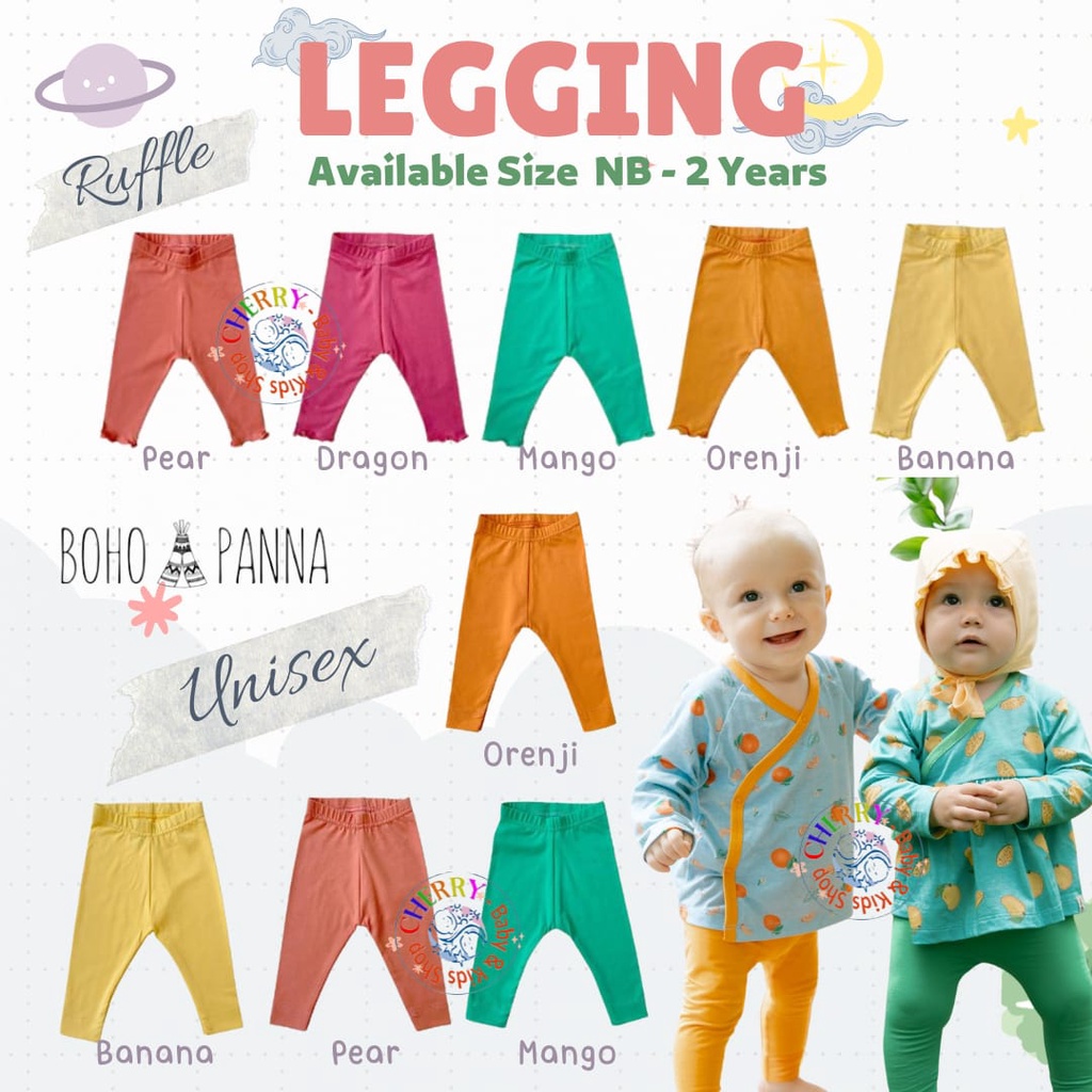 BOHOPANNA Legging 0M-2Y Legging Unisex / Girl Tutti Frutti Legging Polos Ruffle CBKS