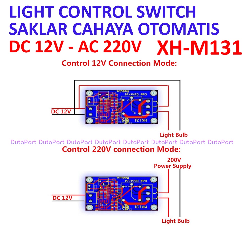 XH-M131 Sensor Saklar Cahaya Otomatis LDR DC 12V Output Relay AC 220V