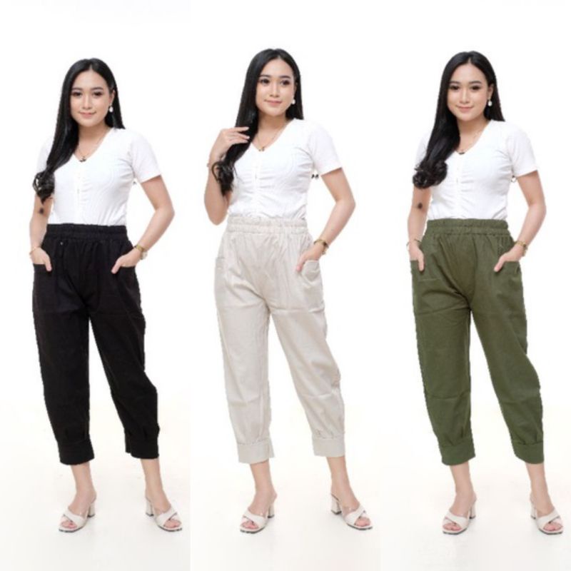 Haruka pants / Hinata pants (Celana panjang wanita model baggy 7/9 bahan katun combed premium)