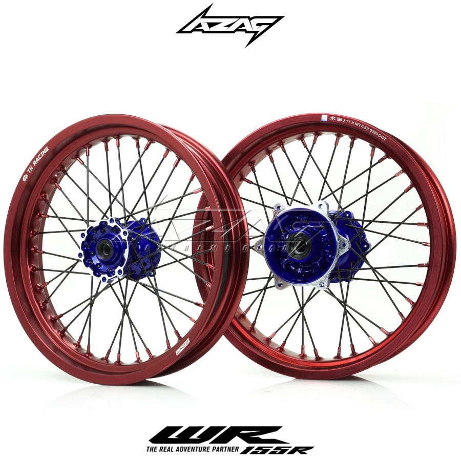 VELG SET SUPERMOTO YAMAHA WR 155 RING TK RED TROMOL ORIGINAL BLUE