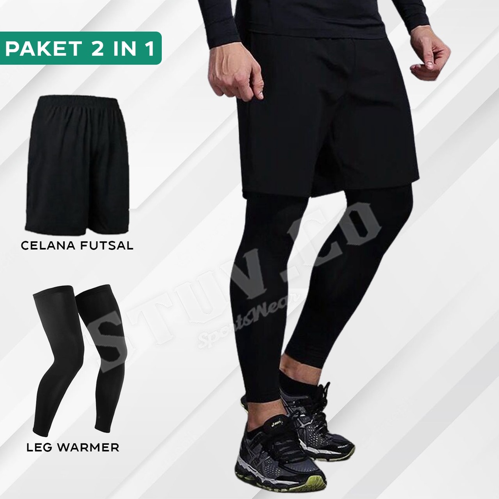 PAKET 2IN1 STELAN CELANA FUTSAL DAN LEG WARMER SET OLAHRAGA FUTSAL SEPAKBOLA SEPEDA VOLI GYM FITNESS BASKET PRIA WANITA