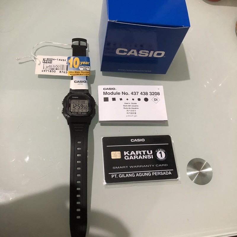 JAM TANGAN PRIA CASIO W-800H-1A ORIGINAL - W800H HITAM