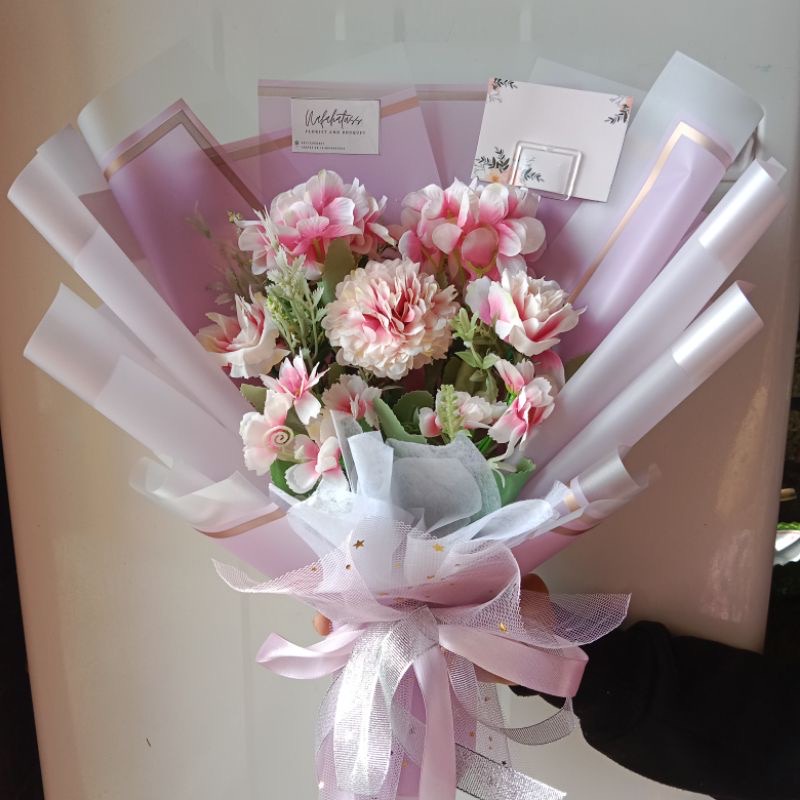 BUKET BUNGA PEONY ARTIFICIAL/BUKET BUNGA MIX ARTIFICIAL/BUKETWISUDA ULANG TAHUN BUKET ANNIVERSARY