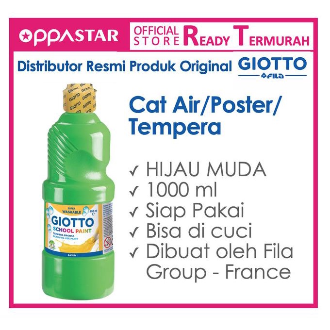 

BISA COD Giotto School Paint 1000 ml Cinnabar Green Hijau - Cat Poster Kertas/CAT AKRILIK SET/CAT AKRILIK SET 24 WARNA/CAT AKRILIK PASTEL/CAT AIR/CAT AIR LUKIS SET/CAT AIR GIOTTO/KUAS LUKIS 1 SET/KUAS LUKIS KECIL/KUAS LUKIS LENGKAP/KANVAS LUKIS/KANVAS