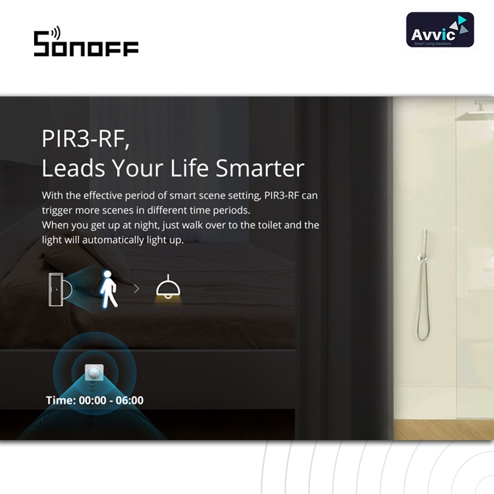 Sonoff  PIR3RF Smart Motion Sensor Sensor Gerak Wireless Smart Home IOT