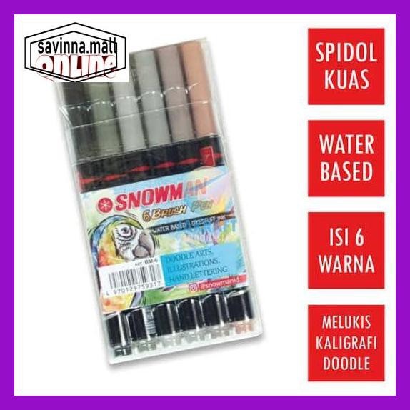 

U0Uo879- Snowman Bm 6 Set 6 Warna Brush Pen Brushpen Y7Ry688-