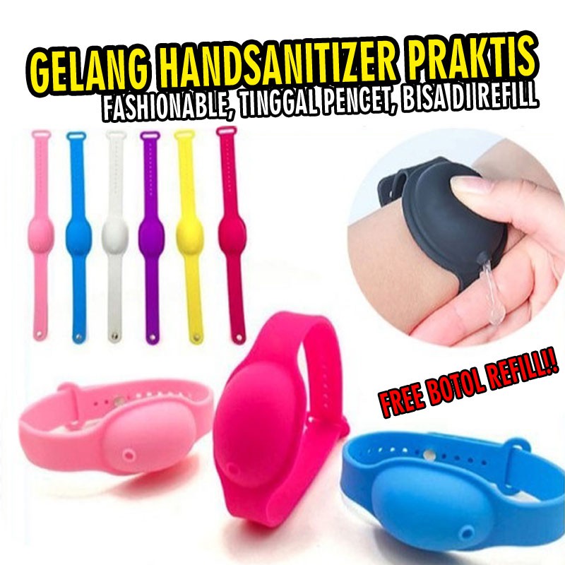 GELANG TANGAN HANDSANITIZER BAND SILIKON SILICONE PEMBERSIH TANGAN PORTABLE