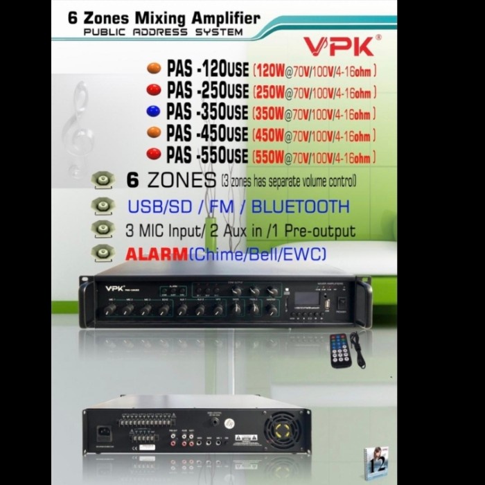 Ampli Matching VPK PAS 550 USE 550watt 6 Zona Bluetooth NEW
