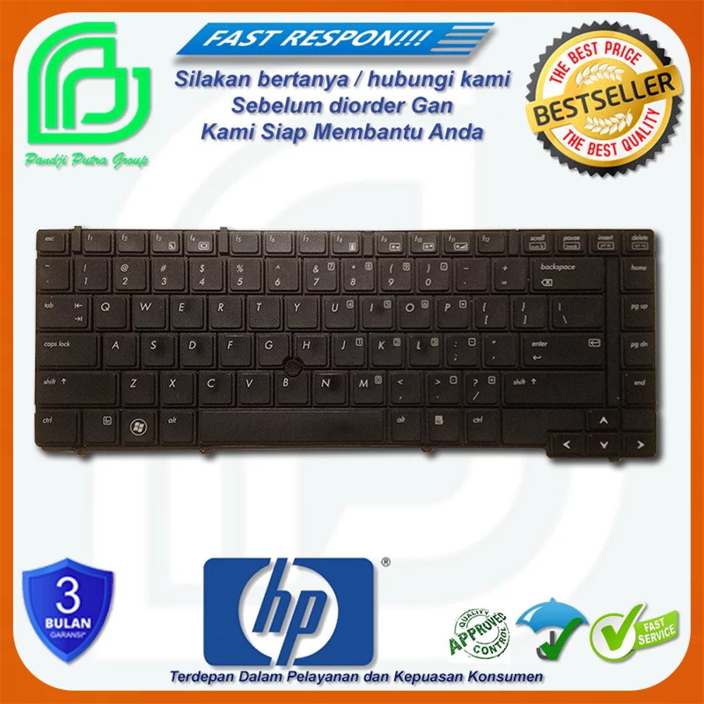 Keyboard Laptop HP Elitebook 8440 8440p 8440w Hitam
