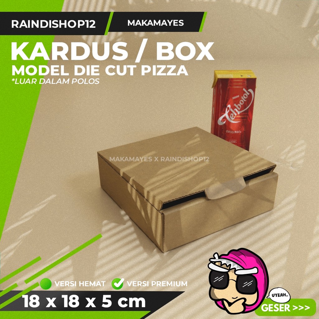 

BOX 18 X 18 X 5 CM KARDUS DIE CUT PIZZA KEMASAN PACKAGING KADO