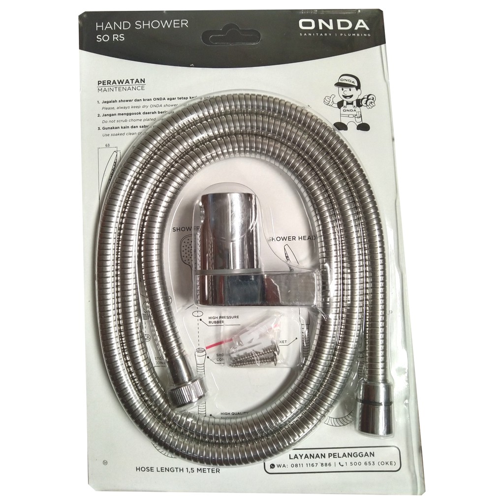 ONDA SO RS Flexible Hose Hand Shower Mandi 3 Mode Pancuran 1/2&quot;